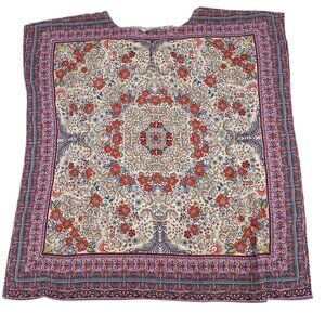 Zara Trf Size M Floral Paisley Handkerchief Tunic Blouse  Boho Poncho